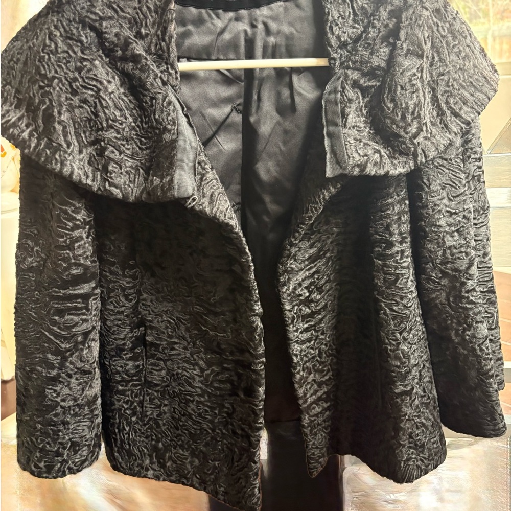 Vintage Elegant Black Women's Persian Lambs Wool Jacket